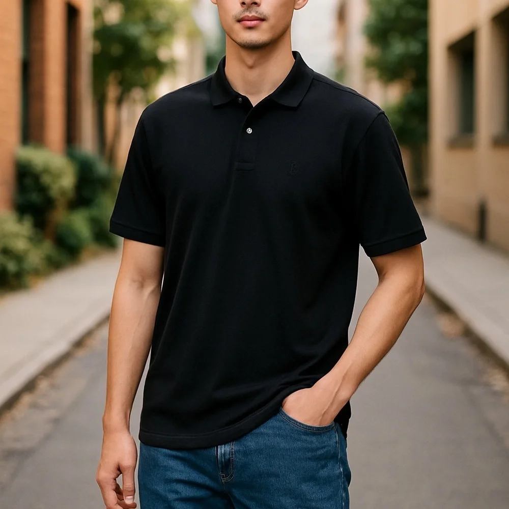 Men’s Banana Republic Midnight Black Polo Shirt NWOT